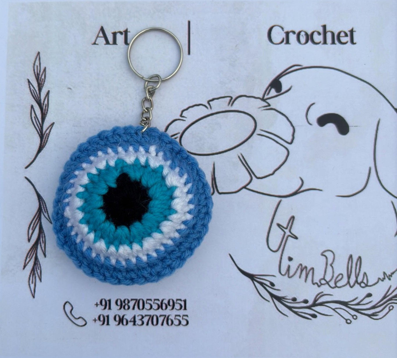 Crochet Evil Eye Keychain