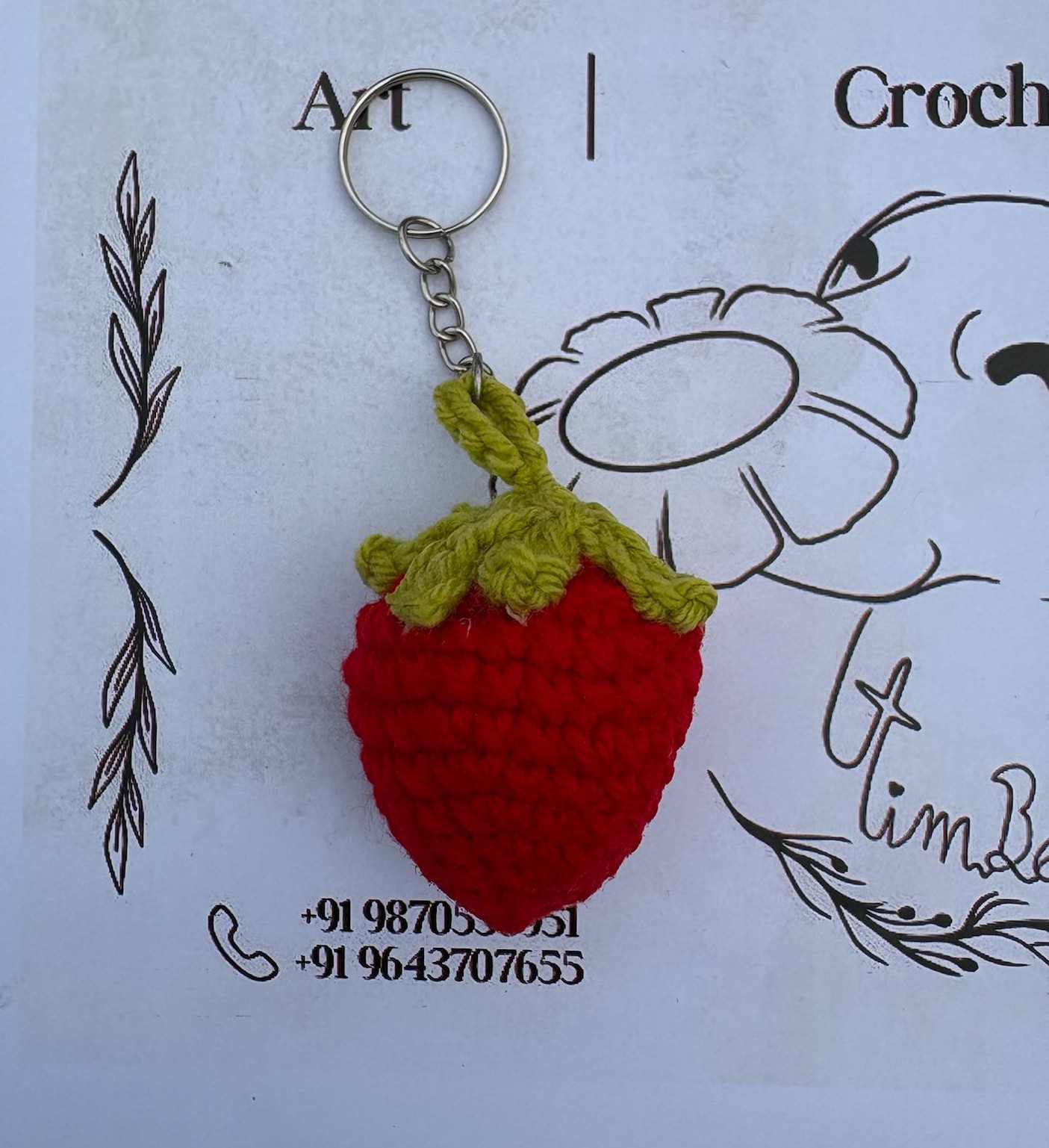 Crochet Strawberry Keychain