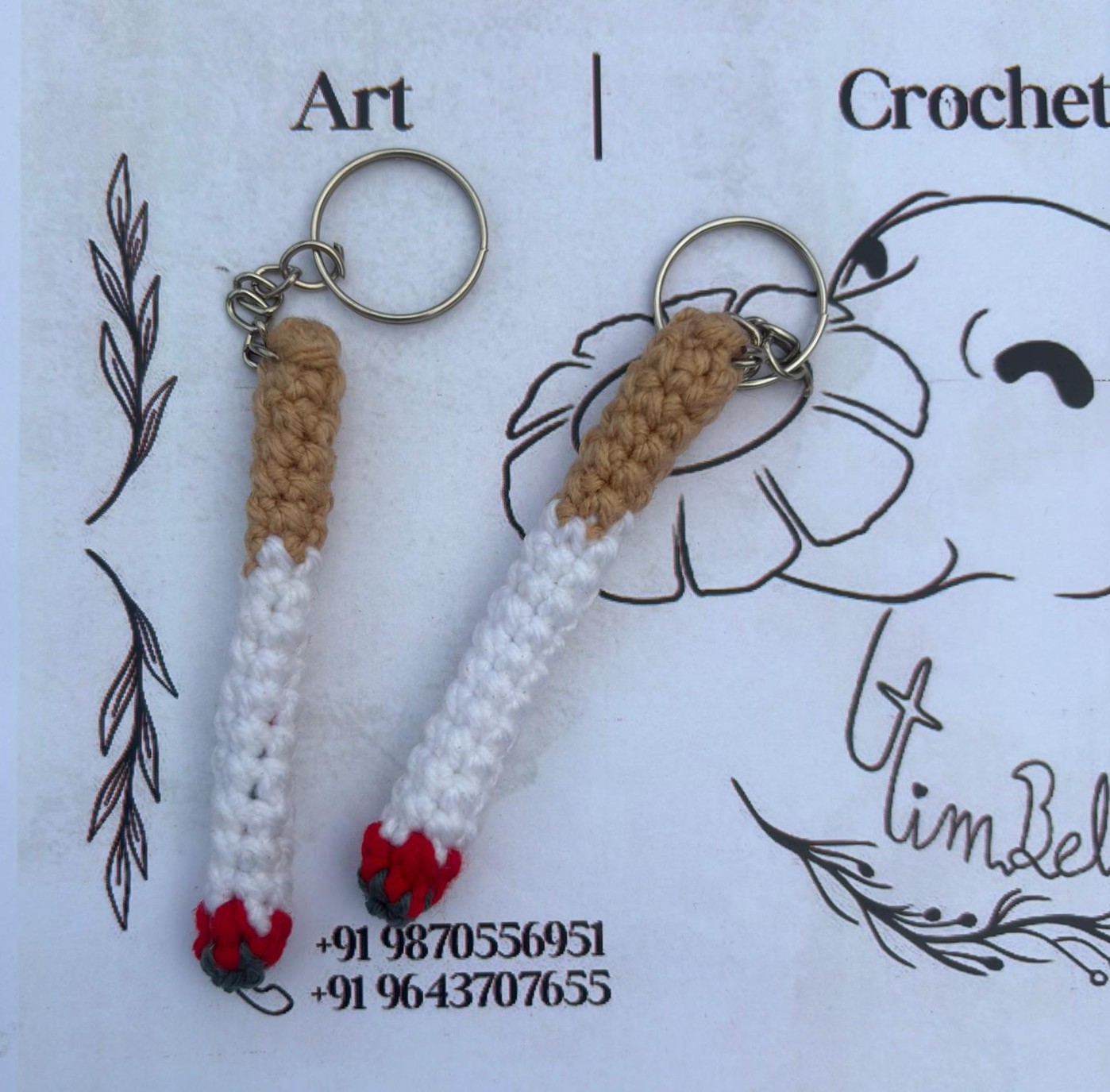 Crochet Cigarette Keychain
