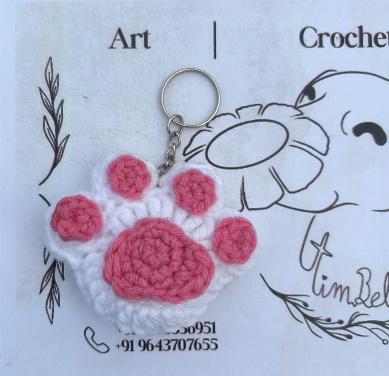 Crochet Paw keychain